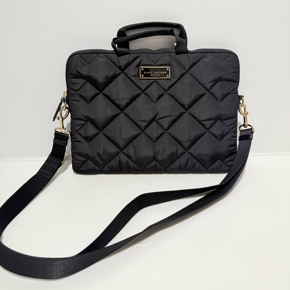 NWT Marc Jacobs quilted black laptop case crossbody